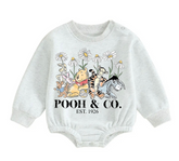 Soft warm fleece Baby pooh Oversized Sweatshirt Romper Hippo Boutique