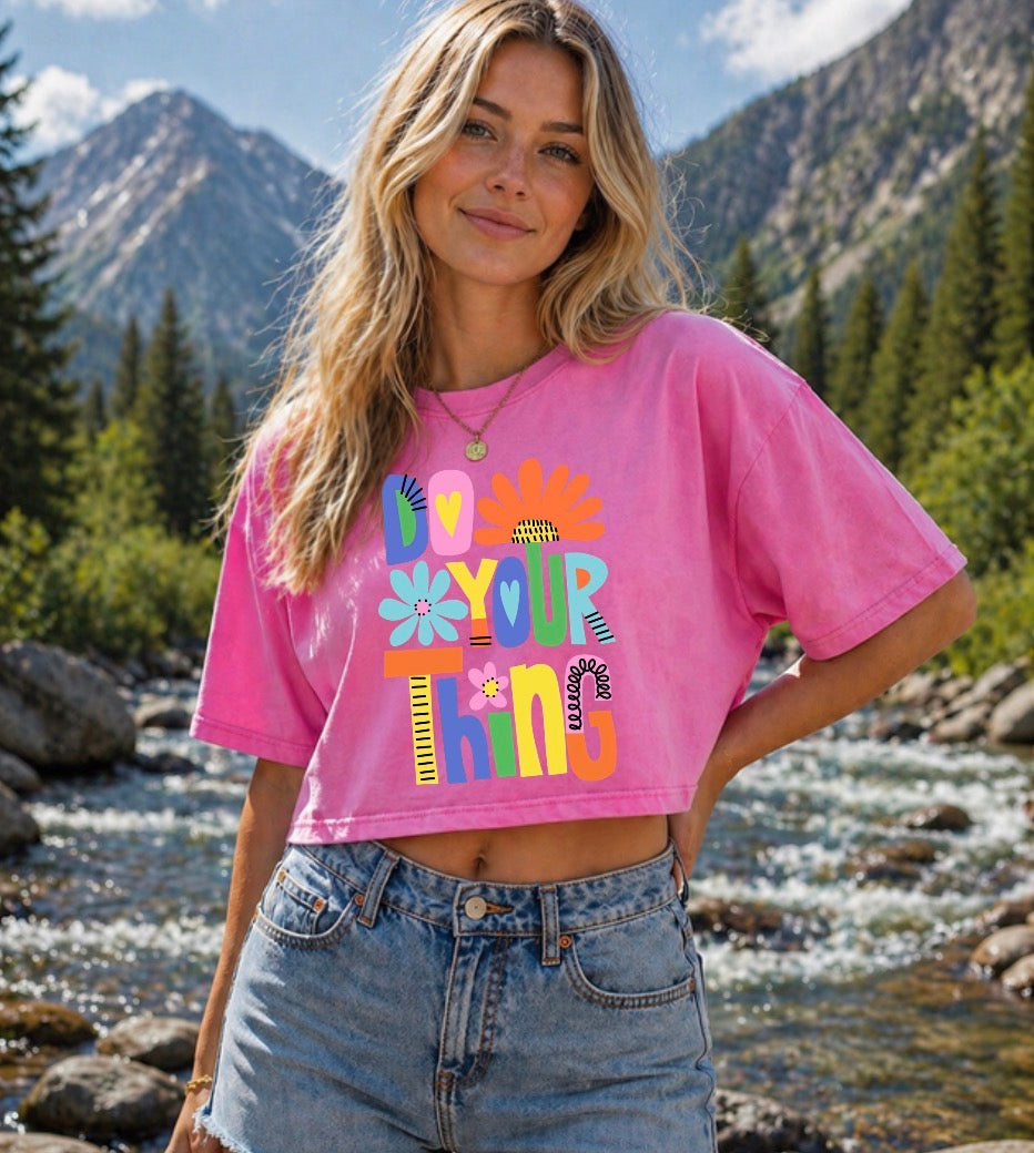 Oversized Washed Cropped T-Shirts - Do your thing Hippo Boutique
