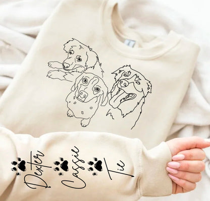 Custom Pet Portrait Sweatshirt with pet name on sleeve Hippo Boutique