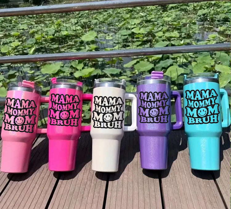 Glitter Mama Mommy Mom Bruh 40oz Shimmer Tumbler with Handle Hippo boutique