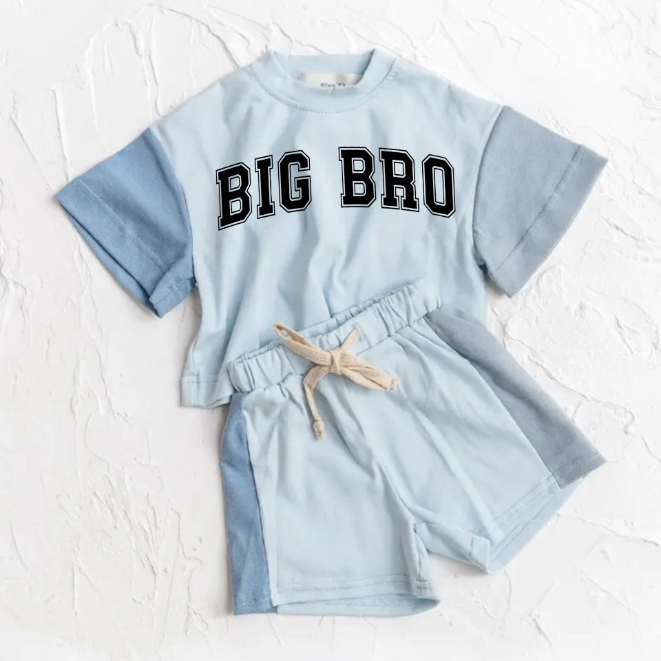 Big Bro Baby and Kids cotton color block t-shirt & shorts outfit Hippo Boutique