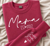 Cropped Sweatshirt - Custom Mama est with kids names Hippo Boutique
