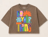 Oversized Washed Cropped T-Shirts - Do your thing Hippo Boutique