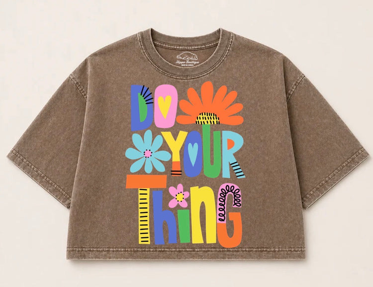 Oversized Washed Cropped T-Shirts - Do your thing Hippo Boutique