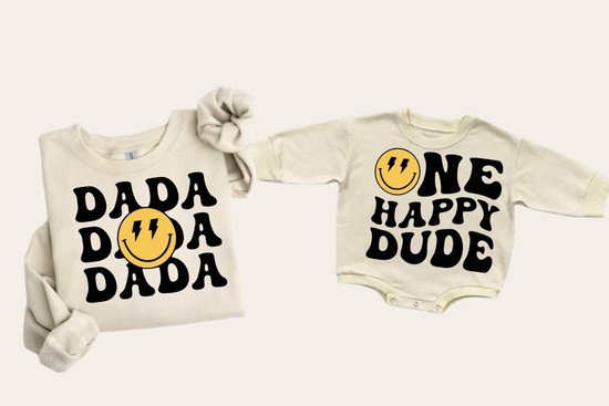 Smile Dad & Mini matching Baby Sweatshirt Romper bodysuit & Crewneck Hippo Boutique