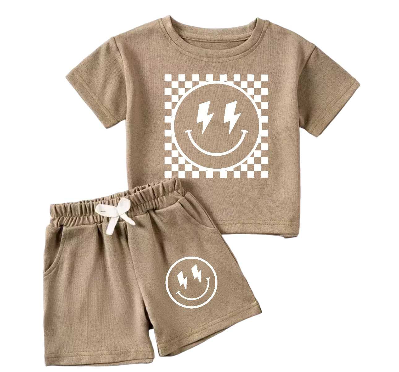 Checkered Smiley Baby & Toddler T-Shirt & Shorts Set Hippo Boutique