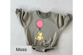 Pink Balloon Pooh baby Oversized Sweatshirt Romper Hippo Boutique