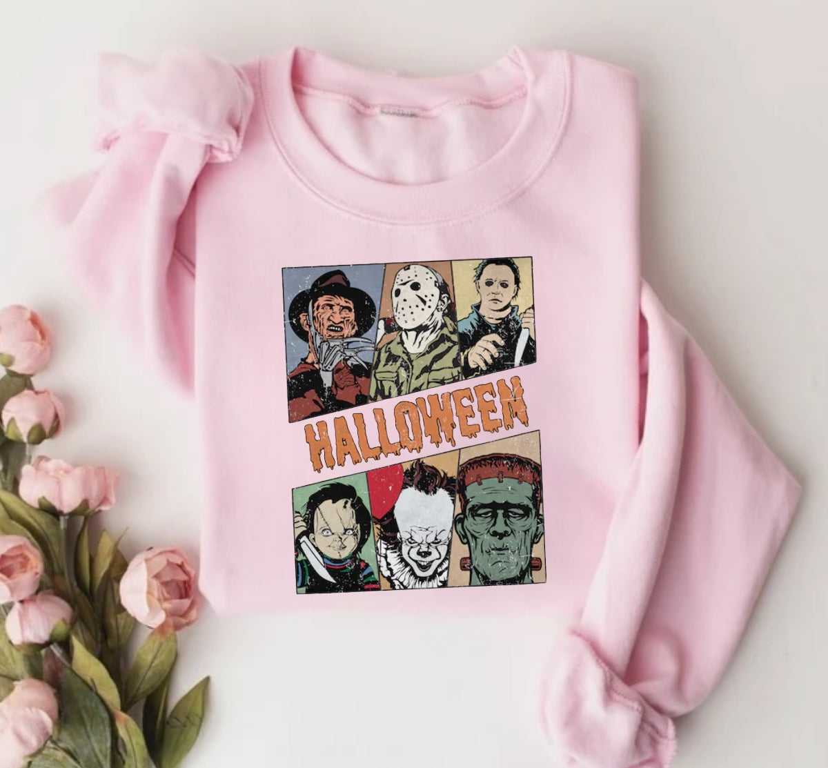 Halloween fleece crewneck Sweatshirts Horror Hippo Boutique