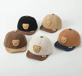 Autumn Winter Corduroy Baby Peaked Cap Cartoon Bear Toddler Adjustable Baseball Caps For Boy Girl Outdoor Casual Sun Visor Hats