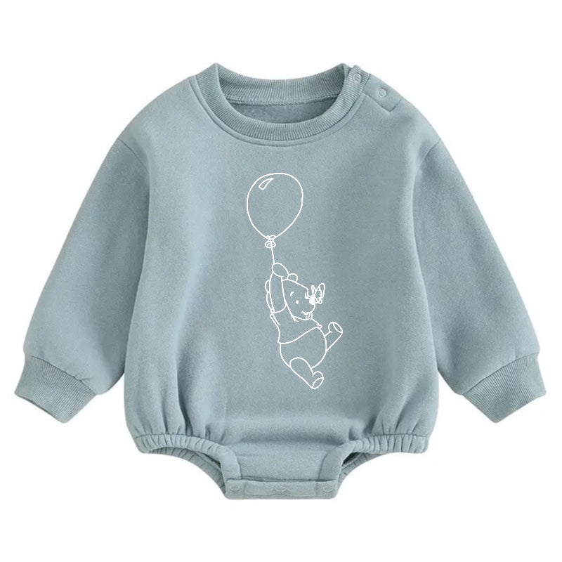 Soft warm fleece Baby Bear Balloon  Oversized Sweatshirt Romper Hippo Boutique