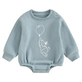 Soft warm fleece Baby Bear Balloon  Oversized Sweatshirt Romper Hippo Boutique