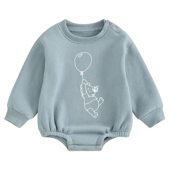 Soft warm fleece Baby Bear Balloon  Oversized Sweatshirt Romper Hippo Boutique