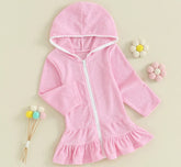 Toddler Hooded Swimsuit Cover Up Zip Up Dress Hippo Boutique