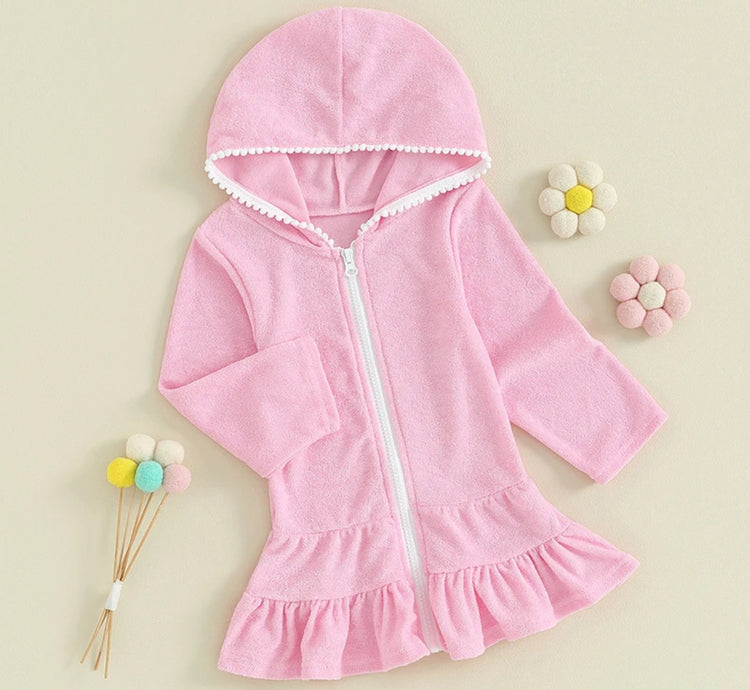 Toddler Hooded Swimsuit Cover Up Zip Up Dress Hippo Boutique