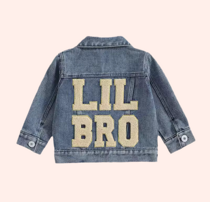 Big Bro Lil Bro Embroidered Baby & Toddler Jean Jacket Hippo Boutique