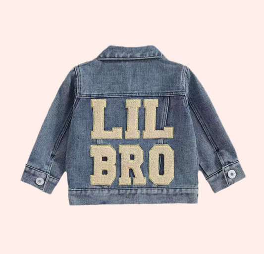 Big Bro Lil Bro Embroidered Baby & Toddler Jean Jacket Hippo Boutique