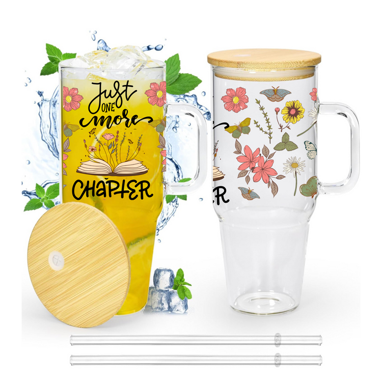 Just One More Chapter Bookish Glass Tumbler Cups Hippo Boutique