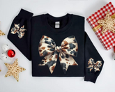 Cow Bow Christmas Sweatshirts Hippo Boutique