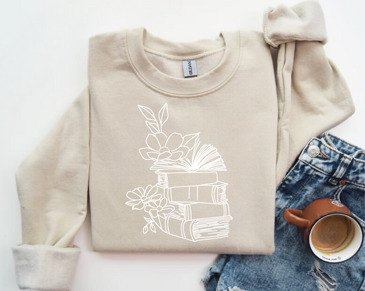 Floral books Sweatshirts Hippo Boutique