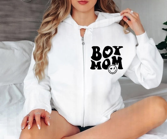 Boy Mom Zip Up Hoodie Hippo Boutique