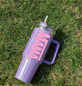 Racing Mama 40oz Insulated Tumbler with Handle and straw Hippo boutique