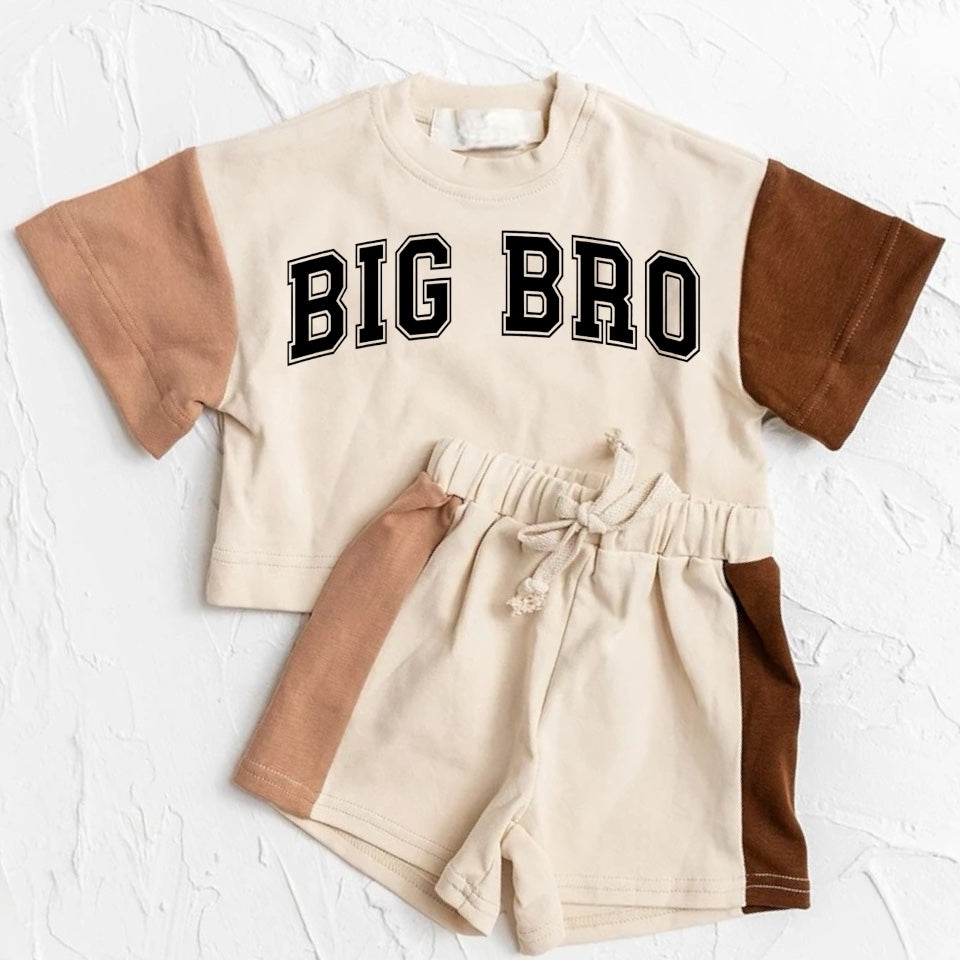 Big Bro Baby and Kids cotton color block t-shirt & shorts outfit Hippo Boutique