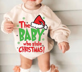 Baby who stole Christmas Baby Sweatshirt Bubble Romper Hippo Boutique