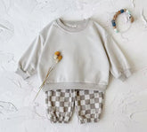 Baby & Toddler Checkered Jogger Set
Baby fall clothing set neutral grey 