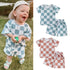 Checkered print waffle knit Baby and Toddler t-shirt & shorts outfit Hippo Boutique