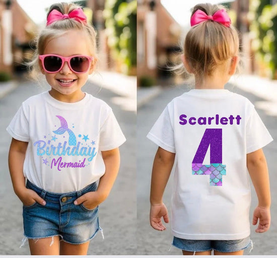 Custom Birthday Mermaid T-Shirts Hippo Boutique