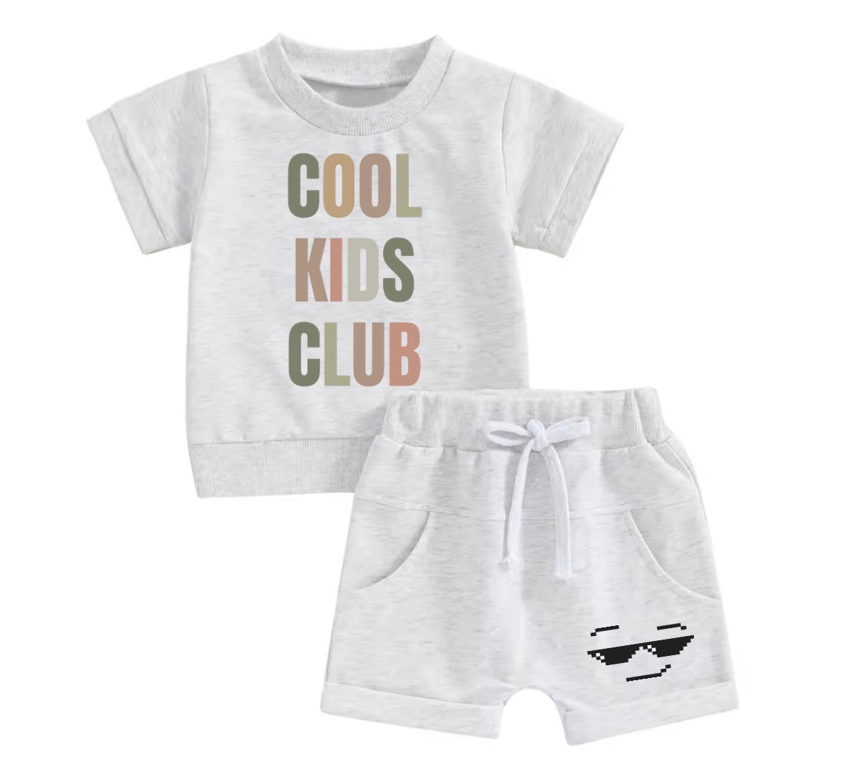 Cool Kids Club Baby and Kids cotton t-shirt & shorts outfit Hippo Boutique