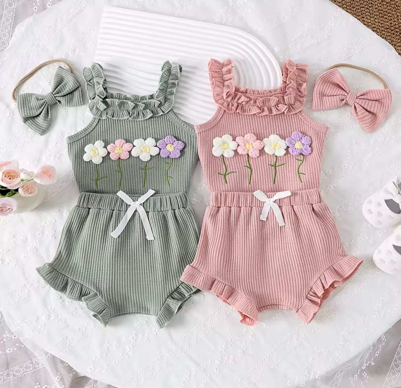 Knit Floral Baby Outfit Hippo Boutique