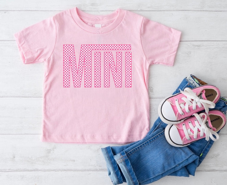 Pink Checkered Baby & toddler T-shirt Hippo Boutique