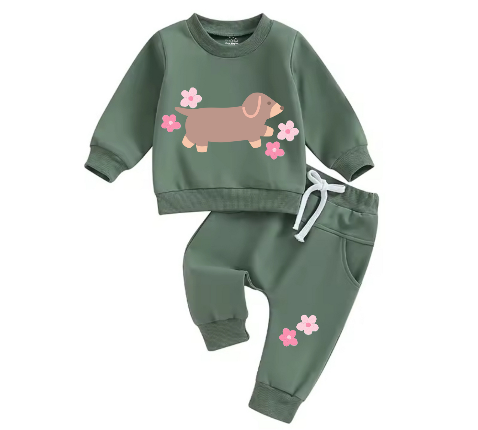 Baby Jogger Outfit - Dachshund Floral Hippo Boutique