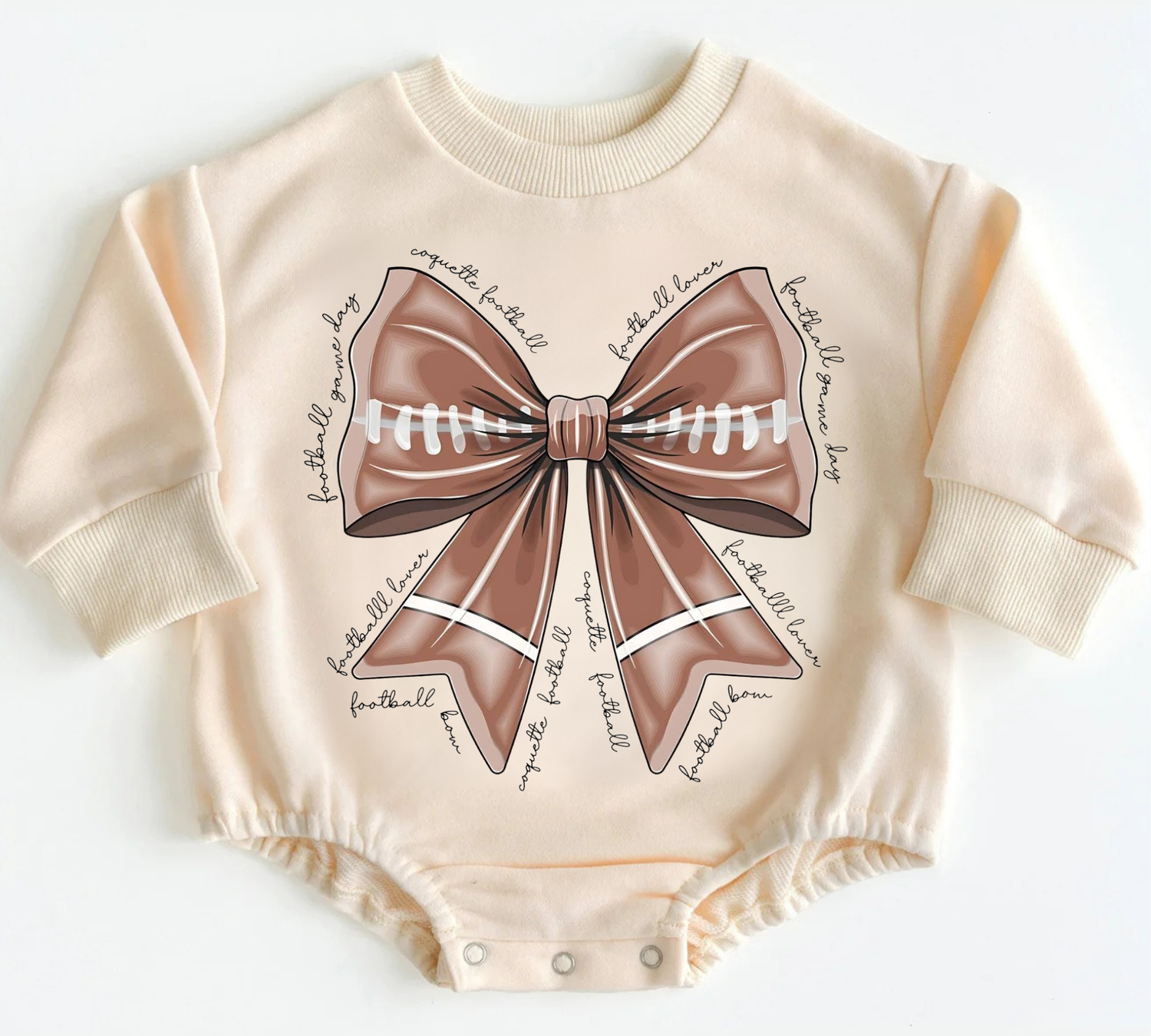 Football Lover Bow Baby Sweatshirt Bubble Romper Hippo Boutique