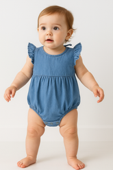 Denim Sleeveless Baby Dress Romper Hippo Boutique