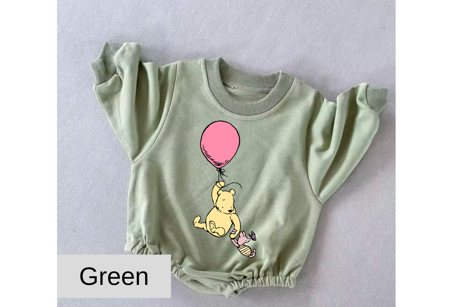 Pink Balloon Pooh baby Oversized Sweatshirt Romper Hippo Boutique