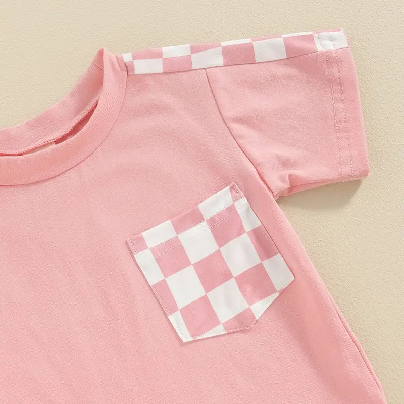 Checkered Baby T-Shirt & Shorts outfit Hippo Boutique