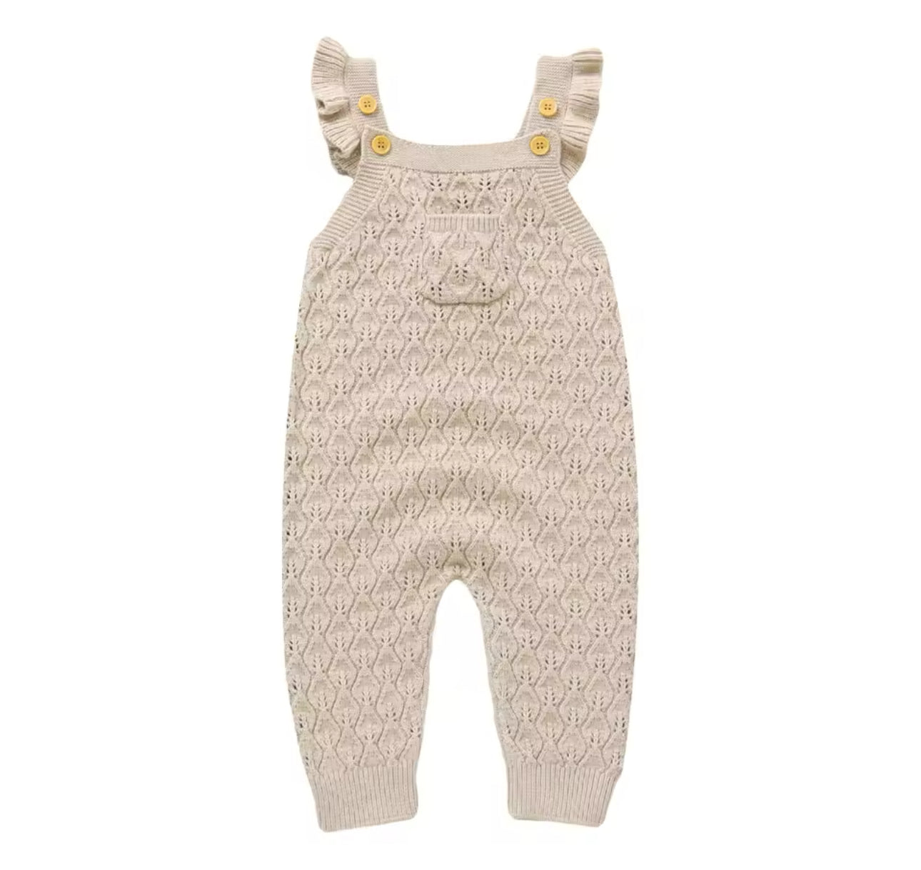 Baby Ruffled Knit Suspender romper bodysuit Hippo Boutique