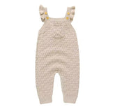 Baby Ruffled Knit Suspender romper bodysuit Hippo Boutique