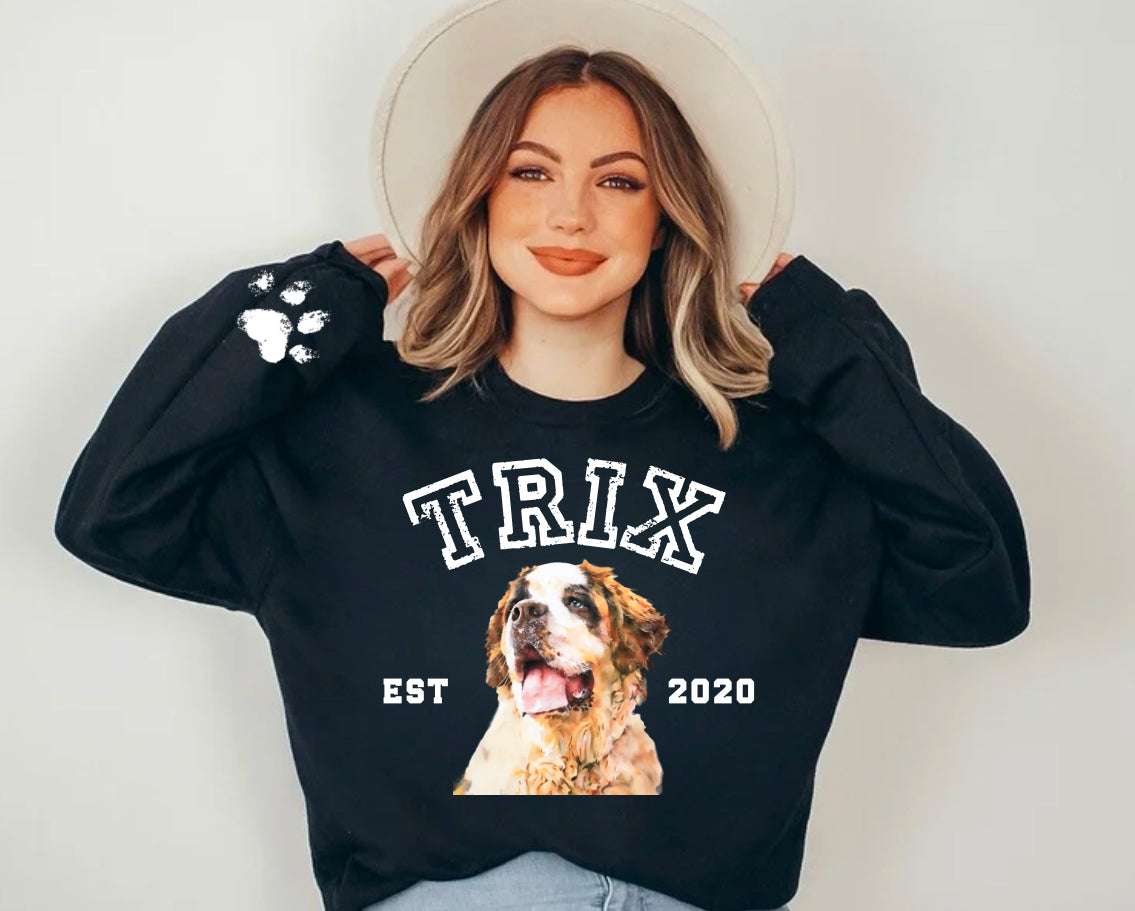 Custom Pet Portrait Sweatshirt Hippo Boutique