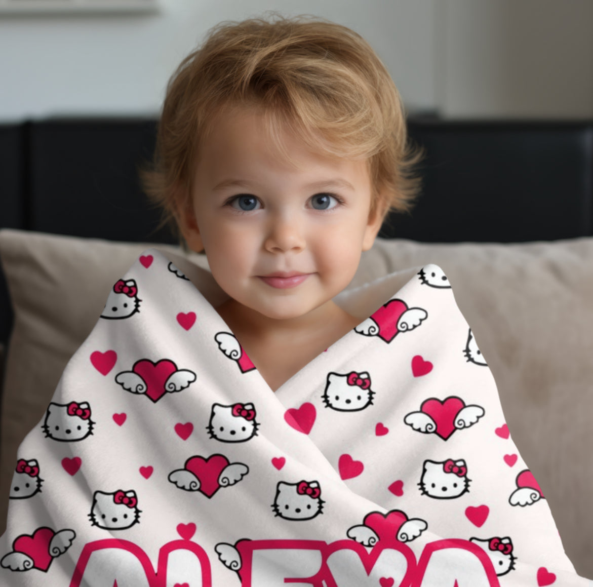 Red Kitty Baby Name Blanket Custom Hippo Boutique