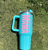 Racing Mama 40oz Insulated Tumbler with Handle and straw Hippo boutique