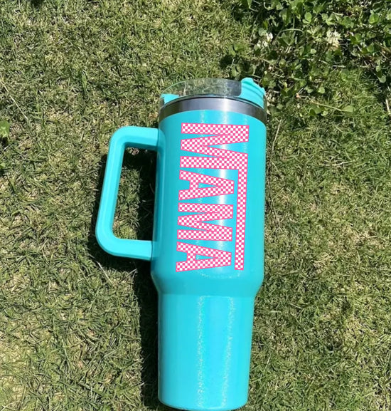 Racing Mama 40oz Insulated Tumbler with Handle and straw Hippo boutique