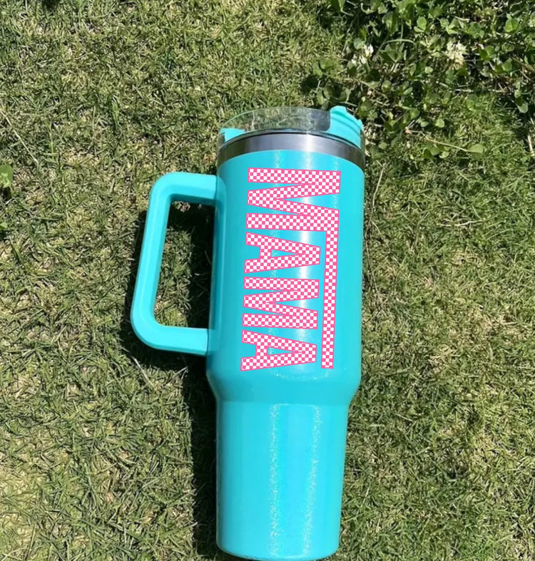 Racing Mama 40oz Insulated Tumbler with Handle and straw Hippo boutique