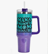 Glitter Mama Mommy Mom Bruh 40oz Shimmer Tumbler with Handle Hippo boutique