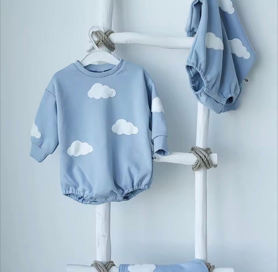 Cloud Sweatshirt Romper Hippo Boutique