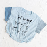 Farm Animals baby Color Block T-Shirt Bubble Romper Hippo Boutique