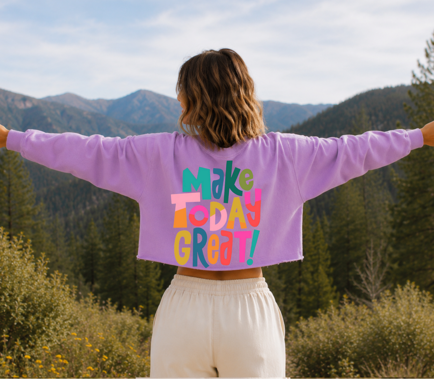 Cropped Sweatshirt - Make Today Great Hippo Boutique