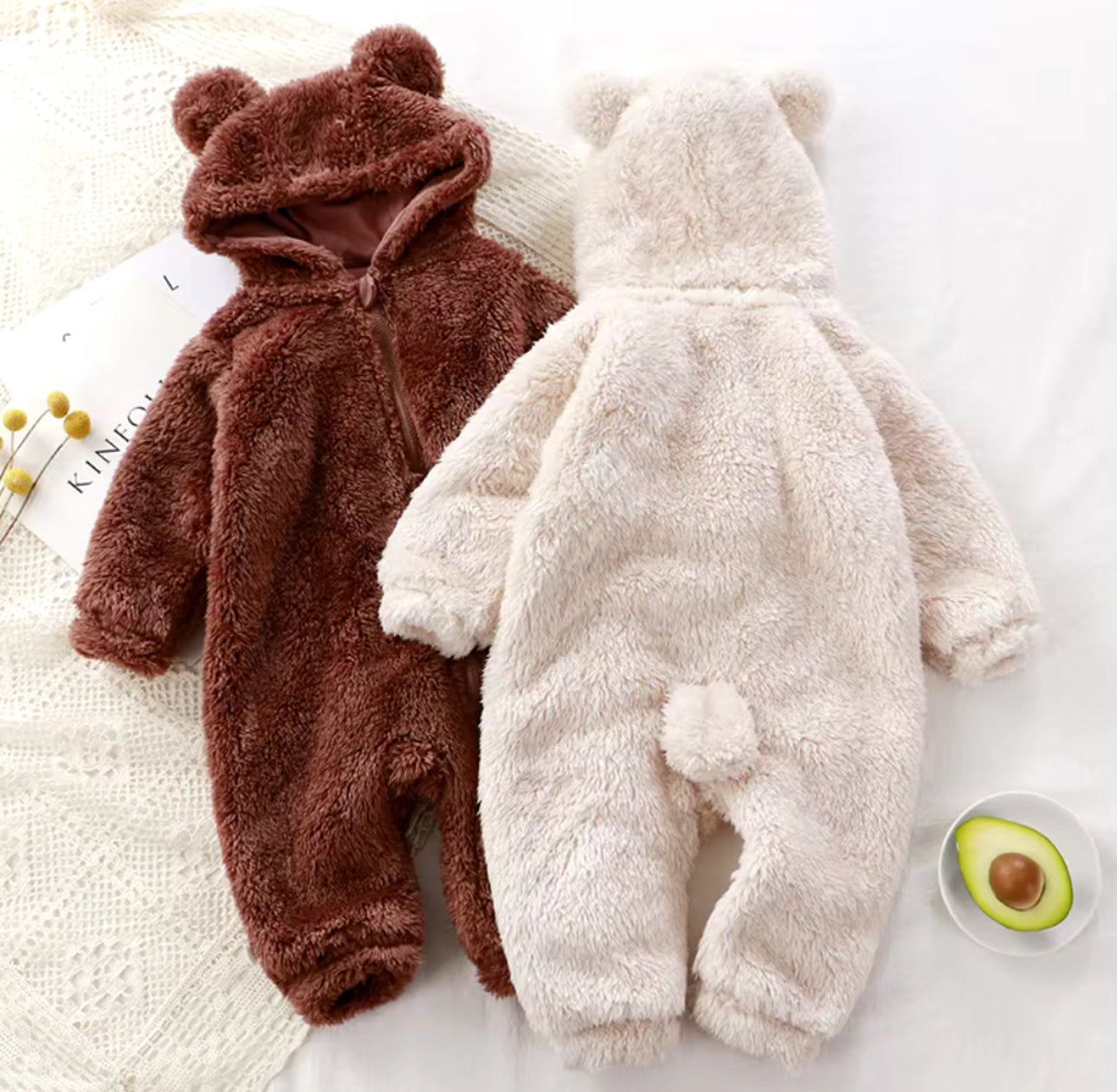 Furry Teddy Bear Baby Snowsuit One Piece Hippo Boutique